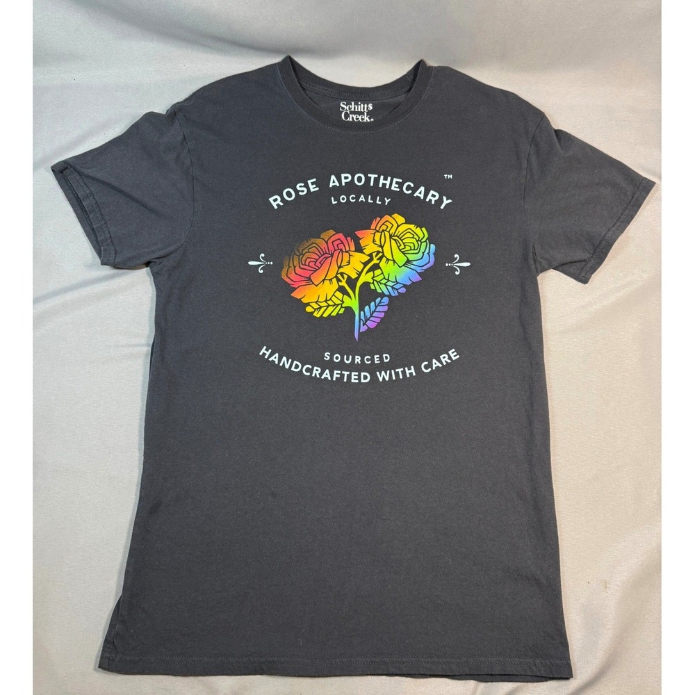 Schitt's Creek Rose Apothecary Dark Gray T-Shirt Mens Size M Rainbow Graphic‎ TV